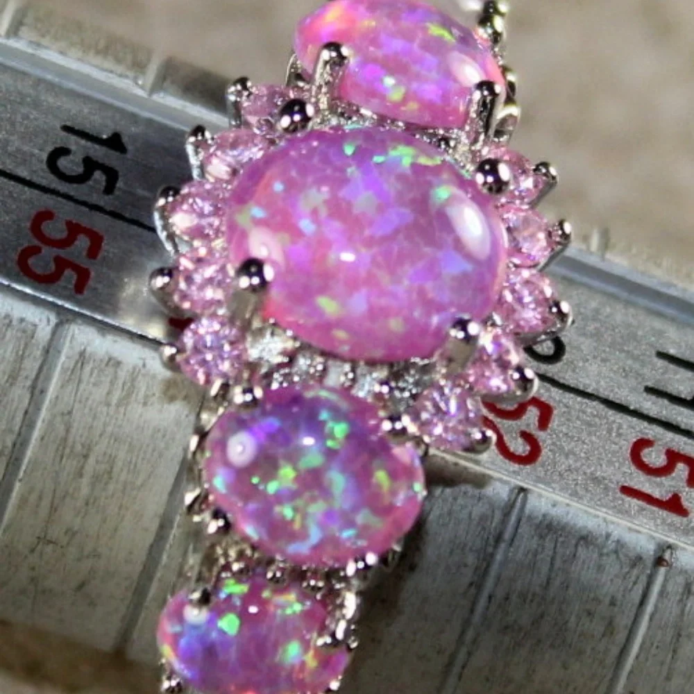 Pink Fire Opal Silver Ring